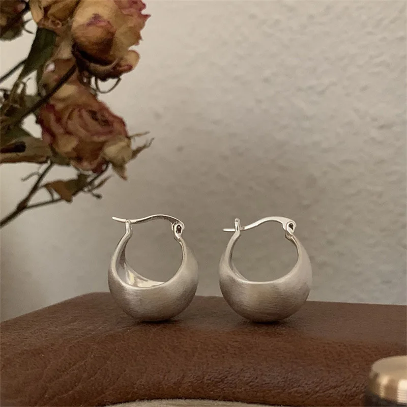 

925 Sterling Silver Luxury Jewelry Sanding Round Ball Women's Earrings Engagement Wedding Accesories Jewellery Prevent Allergies