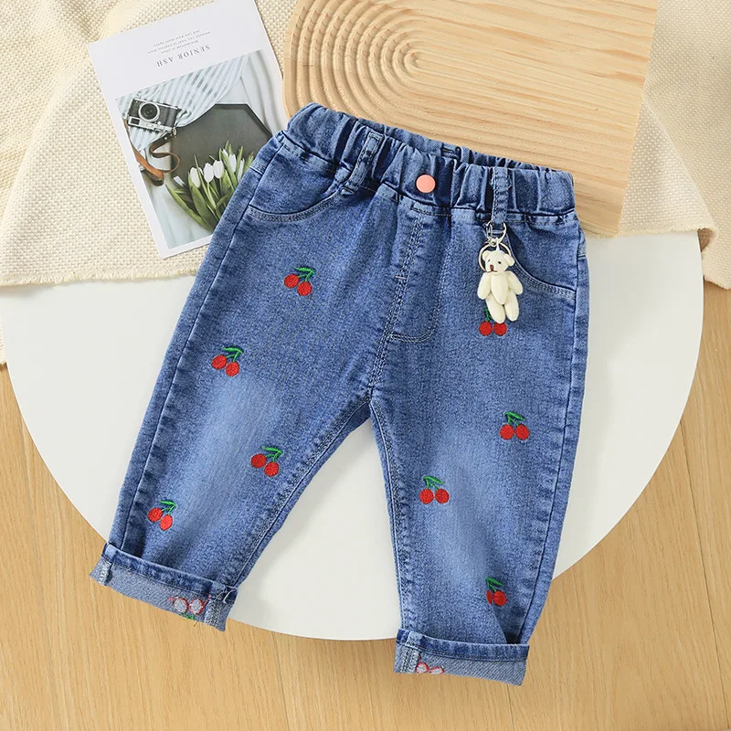 

Новинка 2023 года, джинсы для девочек, детские весенне-осенние модные джинсы, расклешенные брюки, длинные брюки высокого качества с бантом для девочек, От 0 до 5 лет