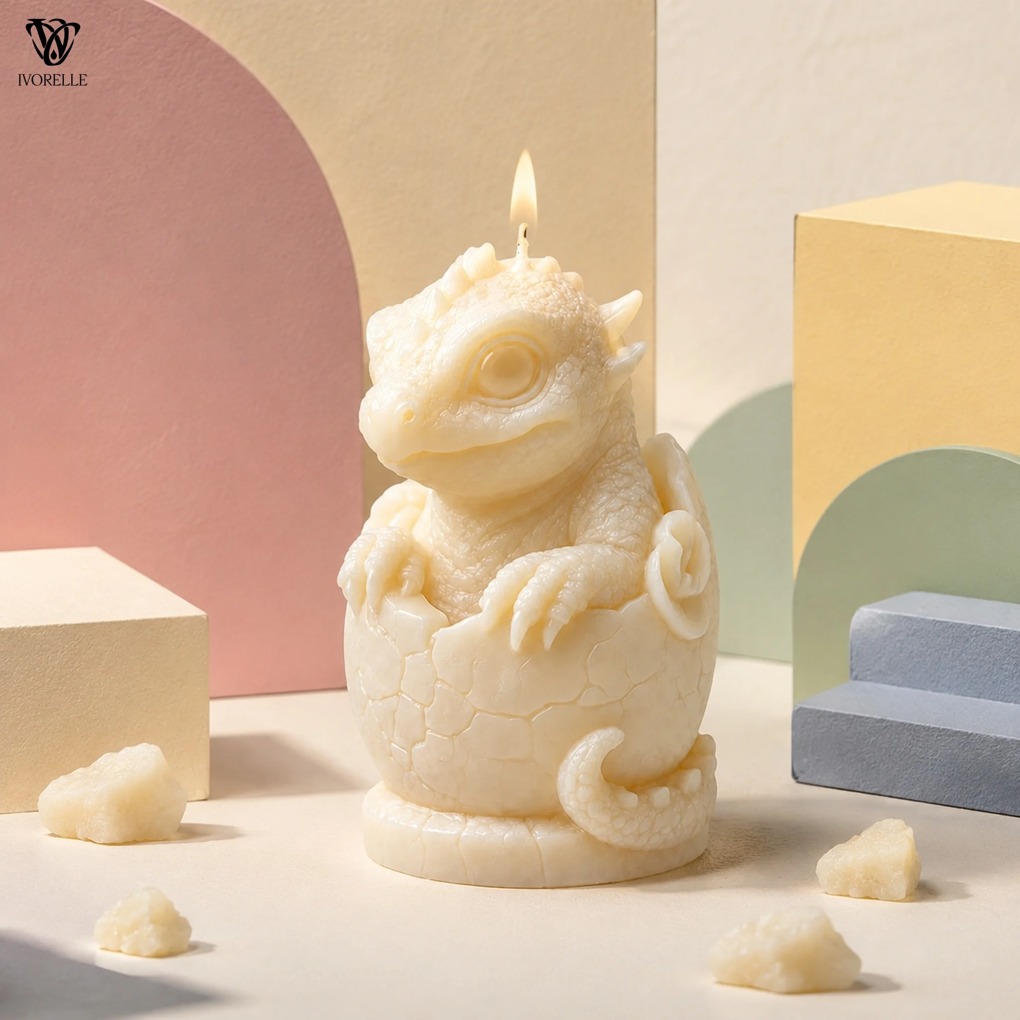 IVORELLE Hatching Baby Dragon Silicone Candle Mold Raised Spines For Wax Resin Plaster Soap DIY Home Decor Craft view 3