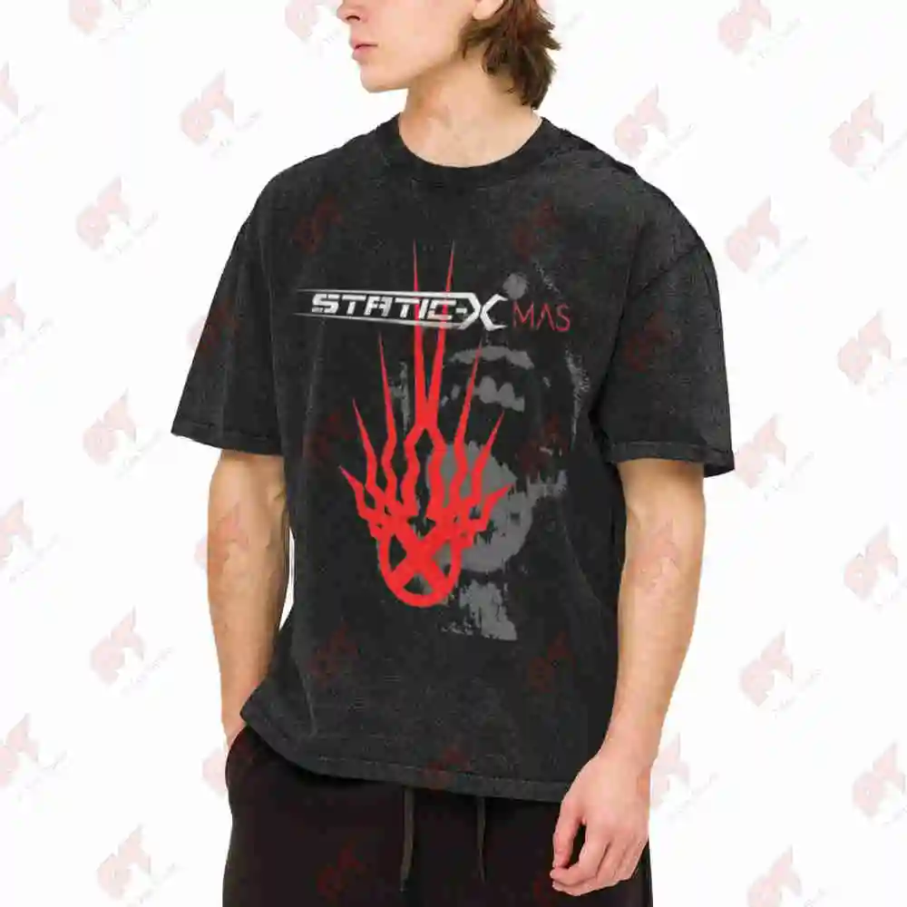 Static X Y2K Heavy Cotton Vintage Washed Tee Pure Cotton T-Shirt