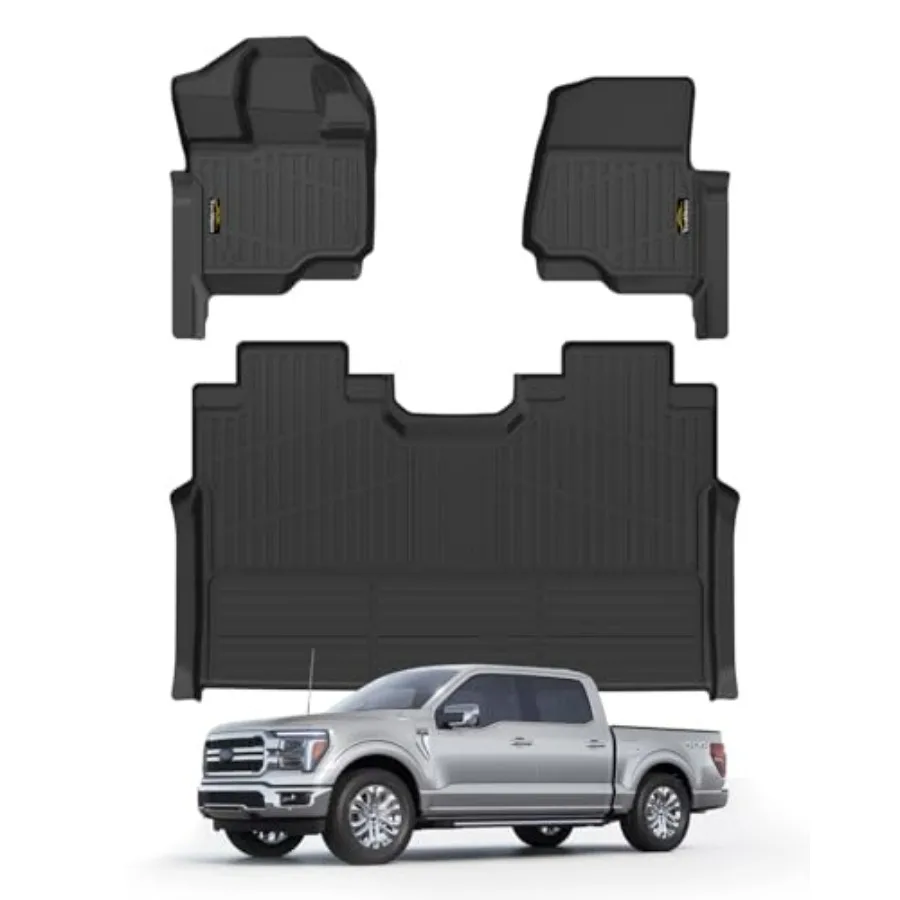 

Custom Fit Floor Mats for F150 2015-2024 SuperCrew Cab All Weather TPE Rubber Anti-Slip Full Set Includes 22-24 Lightning Mode