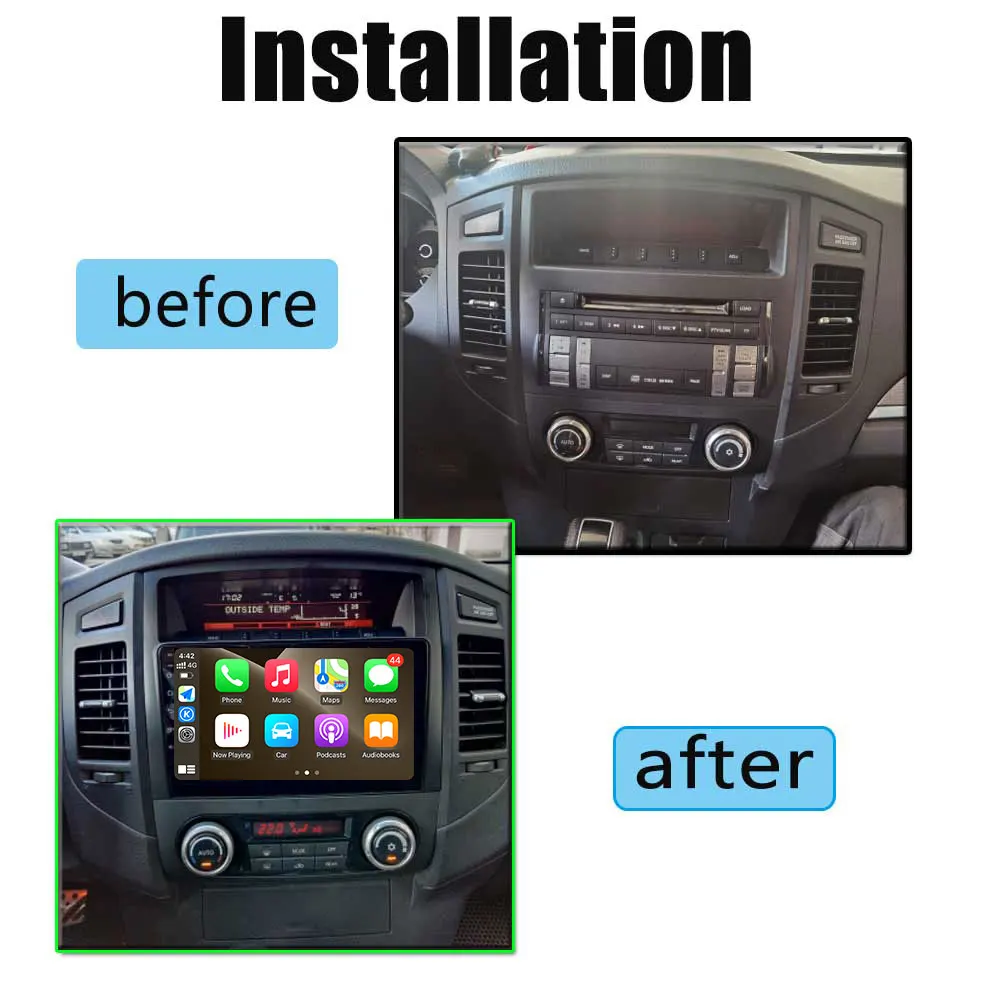 Carplay pro Mitsubishi pajero V80 V90 2006 - 2014 navigace GPS auto rádio multimediální video hráč Android 14 auto IPS DSP RDS