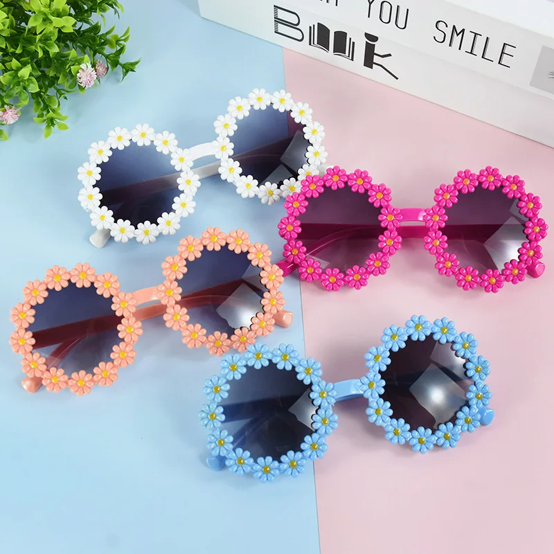 

1Pc Summer Sunglasses Children Round Flower Sunglasses Girls Boys Baby Sport Shades Glasses Hawaiian Party Decoration Supplies