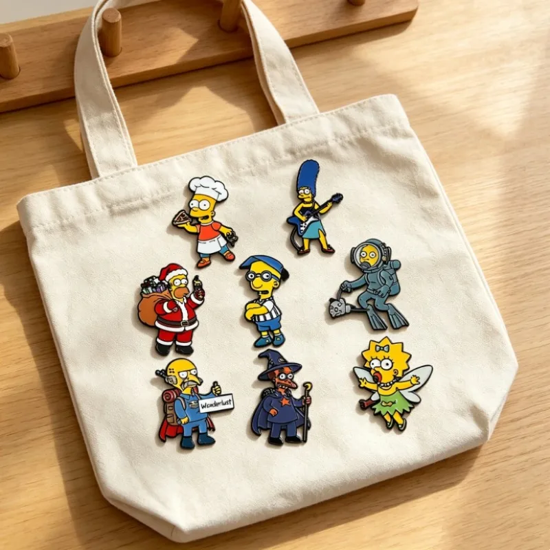 8 badges broches mignons des Simpsons (Maggie et Homer) - Personnages de dessins animés pour costumes, sacs à dos d'étudiants et accessoires