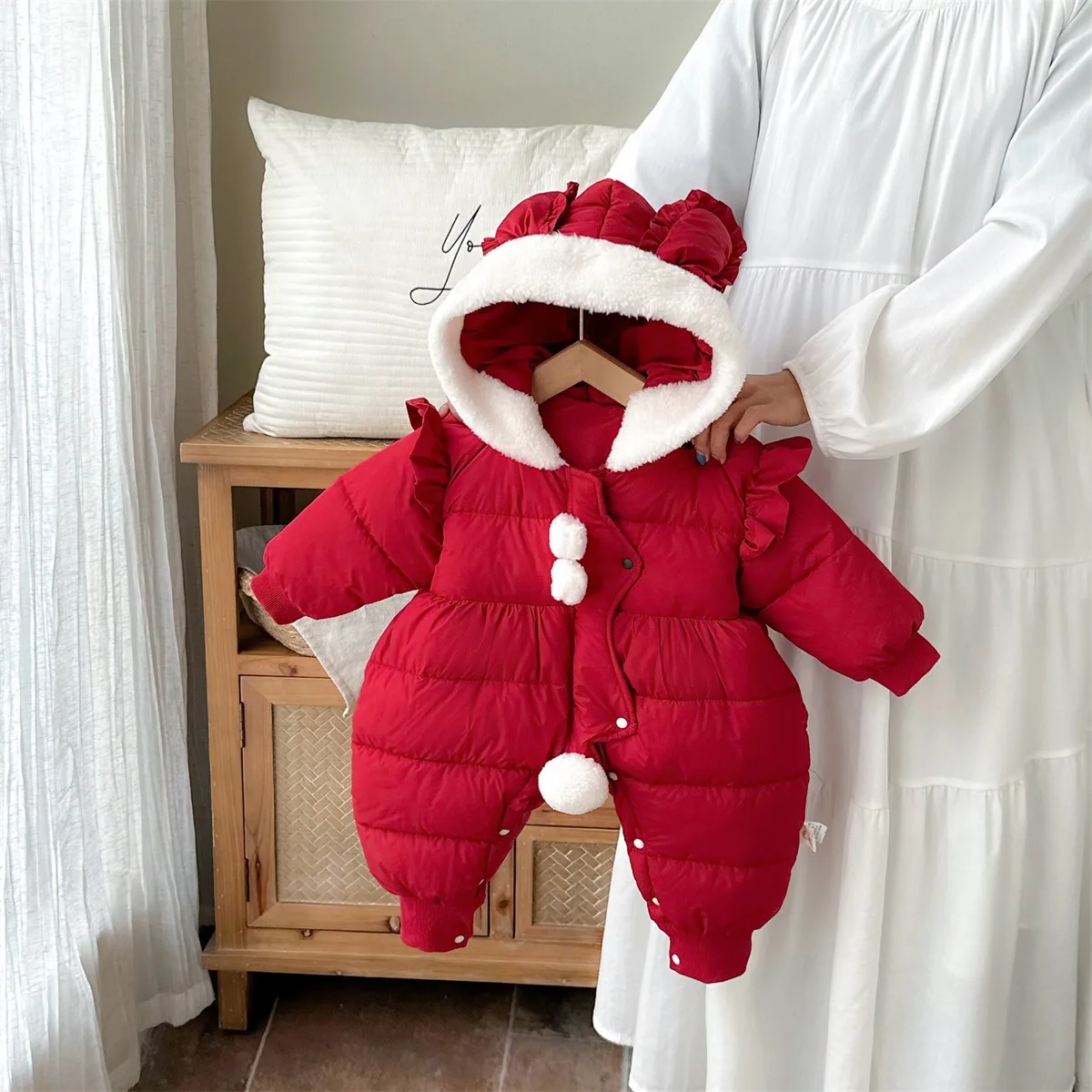 

Thiened хлопковый костюм Rer для маленьких девочек, верхняя одежда для новорожденных, теплая милая зимняя одежда, комбинезон с хлопковой подкладкой на молнии