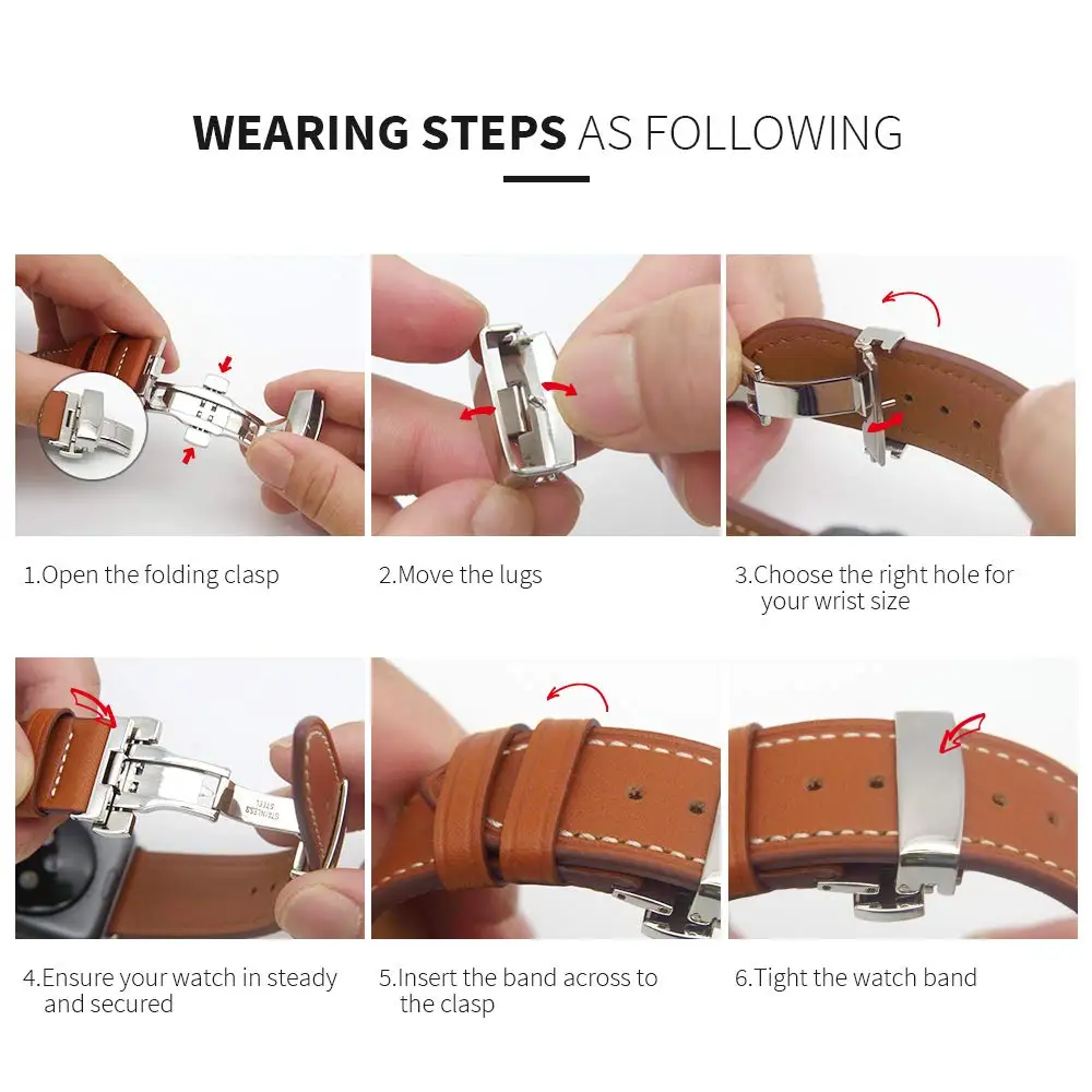 20mm 22mm Leather Band For Samsung Galaxy watch 6 4 Classic/5 pro/Active 2/3/42mm/46mm 40 44mm bracelet Huawei GT/2/3 Pro strap