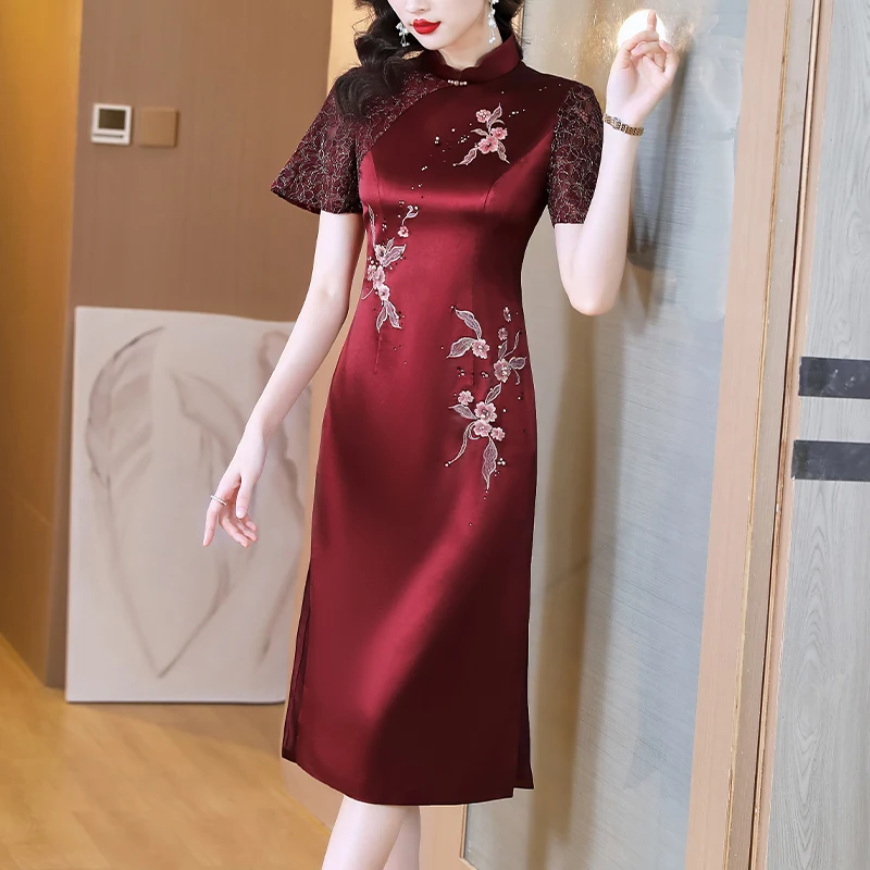 

Новинка 2023, модное улучшенное платье Qipao, женское летнее элегантное свободное Непринужденное платье в китайском стиле для свадьбы, платья