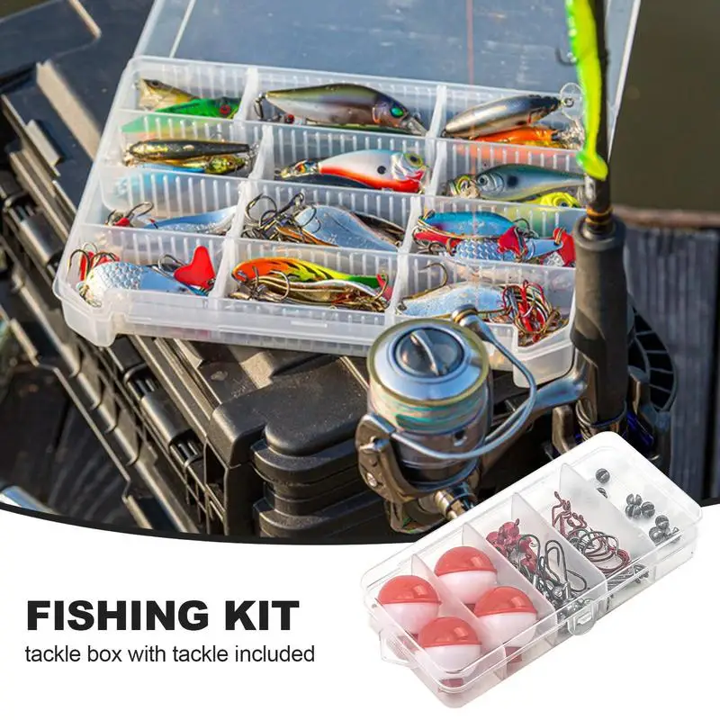 Fishing Tackle Box Kit 46x/Set Selected Fishing Lures & Tackle Kit Fishing Lure Bait Gear Equipment Kit Portable Fishing Gear