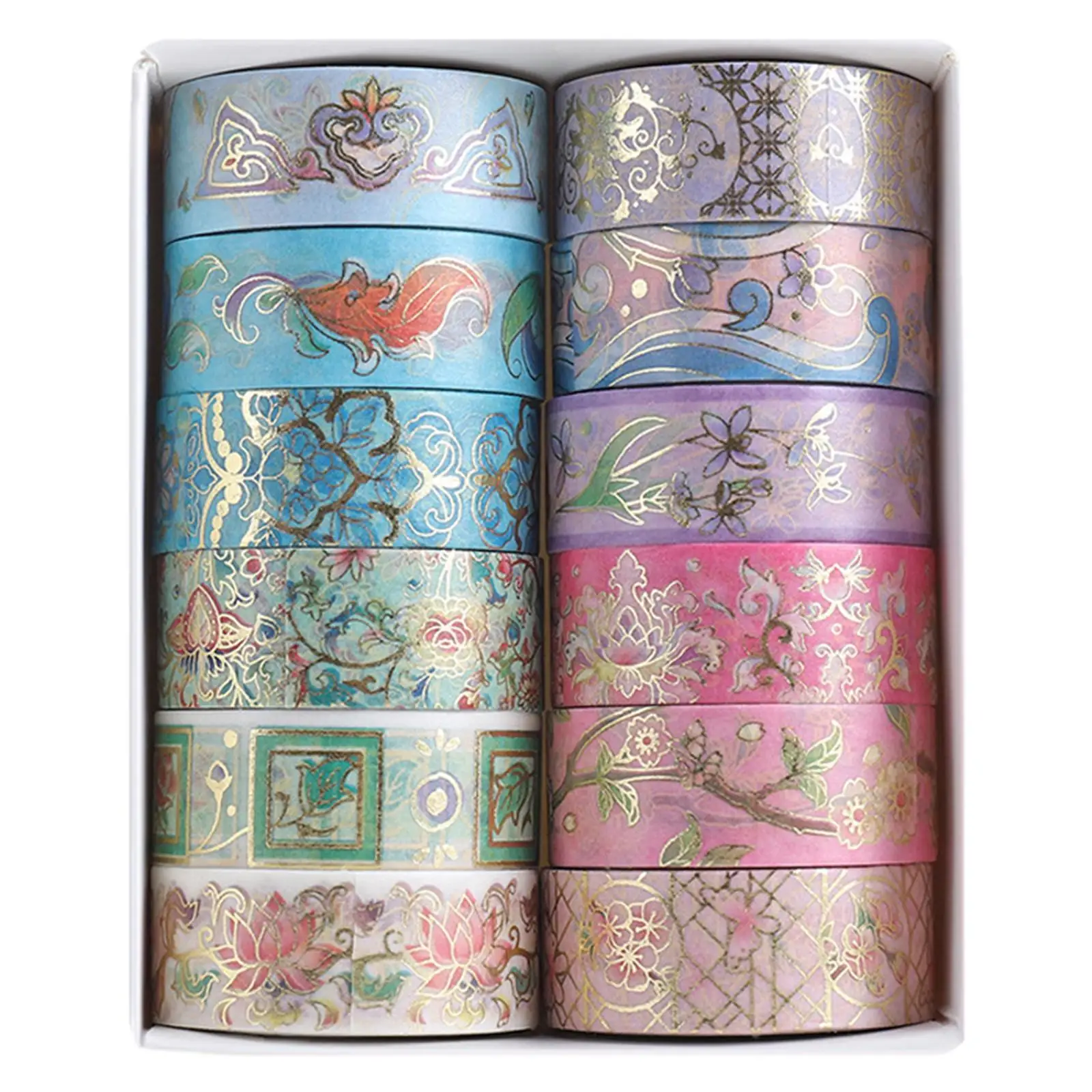 12-rollen Washi Tape Set Bronzing Masking Paper Sticker voor Arts Card Gift Packing