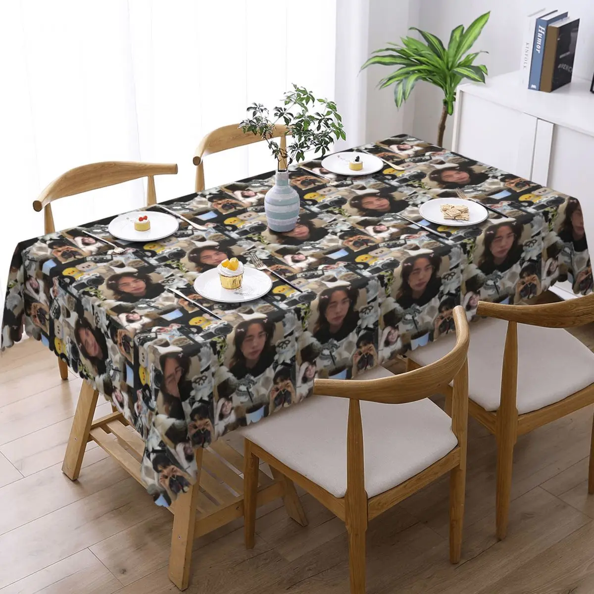 Hyunjin Collage Customized Rectangular Tablecloth Waterproof Table Cover for Dining Events Table Cloth