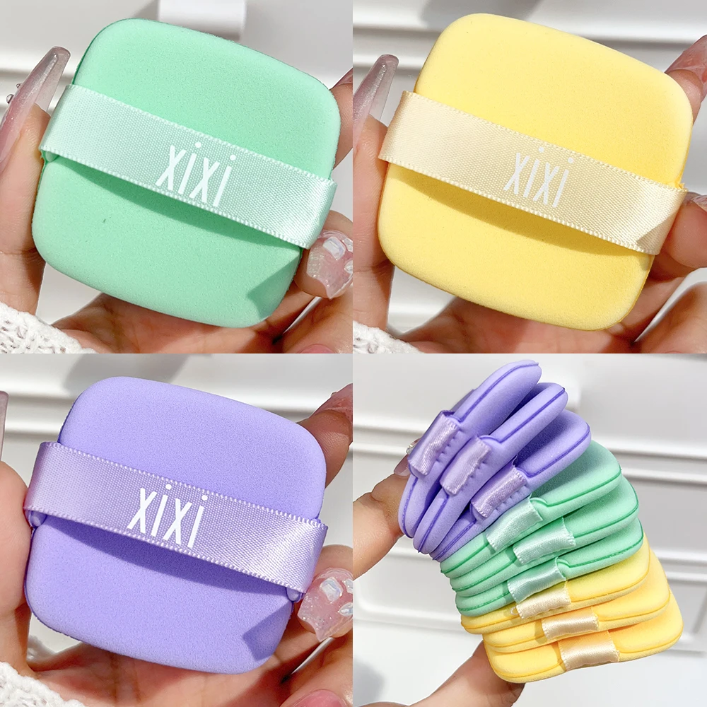 6pcs/set Biscuit Air Cushion Puffs with Box Soft Purple Green Yellow Wet Dry Use Makeup Puff Concealer Foundation Cosmetic Tools