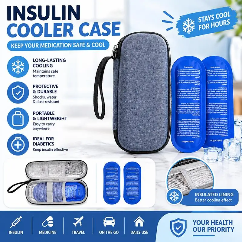1Set Portable Diabetic Insulin Cooling Bag Protector Refrigerated High Capacity  Cooler Organizer Travel Case