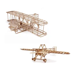 3d Retro Plane Wooden Puzzle Assemble Building Blocks Model Kits DIY for Kids Adult Breriot Wright Brothers Airplane Desk Toys