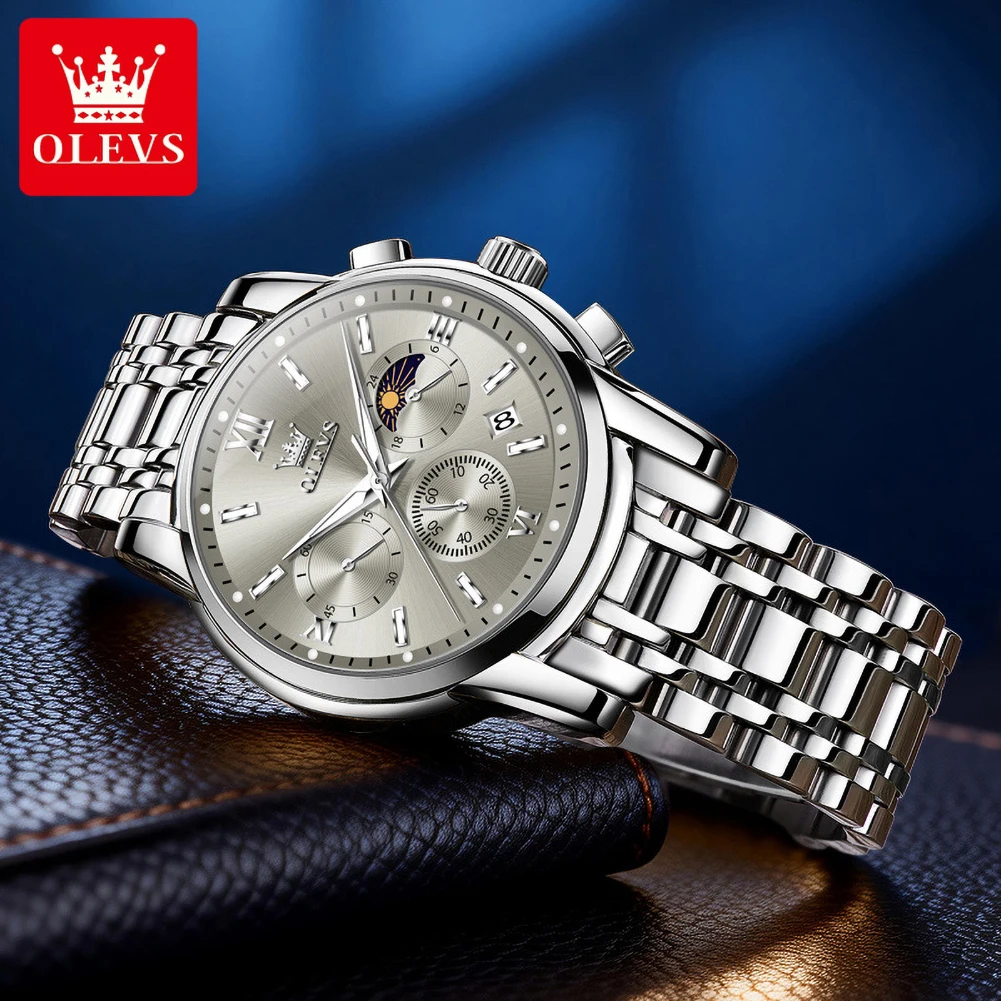 OLEVS 2718 Men Watch Multifunctional Quartz Watch Waterproof Luminous Sports Watches For Man  Original Business Mens Clock Gifts