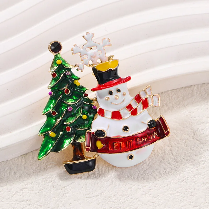 Popular Christmas brooch, women's holiday decoration, Christmas tree clothing accessories, Christmas snowman