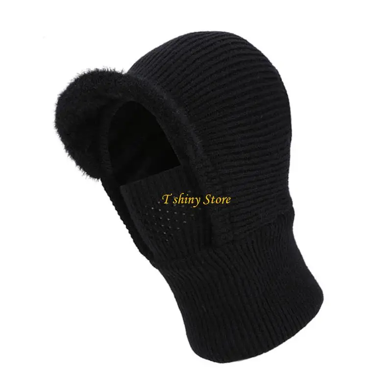 N58F Lined Winter Balaclava Hat with Plush-Look Trim and Extended Neck Coverage for Commuting, Skiing, and Winter Travel