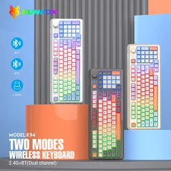 Wireless Keyboard Spanish Russian Arabic Korean Keyboard Mouse Kit Bluetooth 2.4G Type C RGB Light 94 Keys Recharge Battery K94