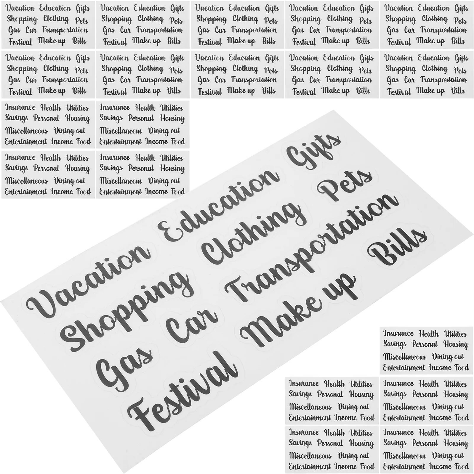 10 Sets Scrapbook Stickers Cash Budget Small Label Accessory Daily Use Envelope Labels Household Black