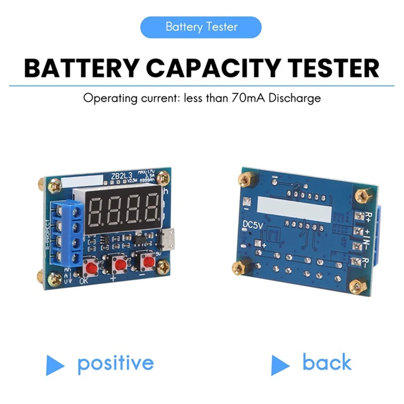 ZB2L3 Battery Tester LED Digital Display 18650 Lithium Battery Power Supply Test Resistance Lead-Acid Capacity