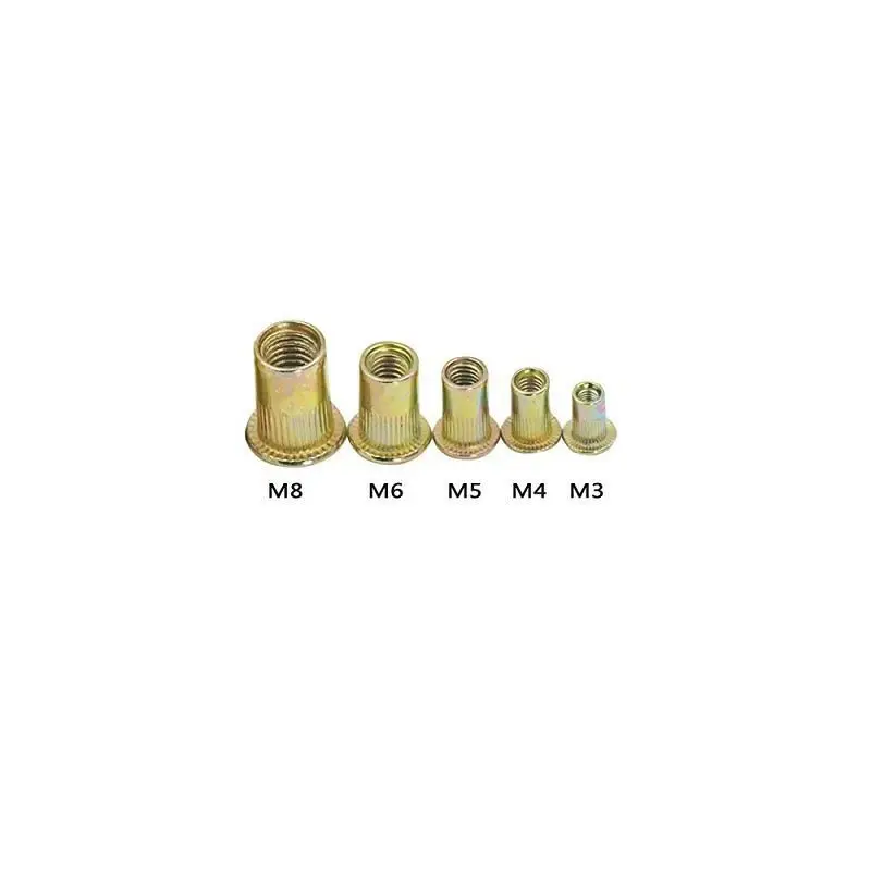 3/8-16 заклепки резьбовые Color Zinc Plated Steel Knurled Body Flat Head Threaded Rivet Nut 200pcs/lot