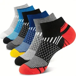 6 Pairs Men's Sports Socks Running Basketball Outdoor Socks Male All Season Breathable and Sweat-absorbing Short Socks Anti-slip