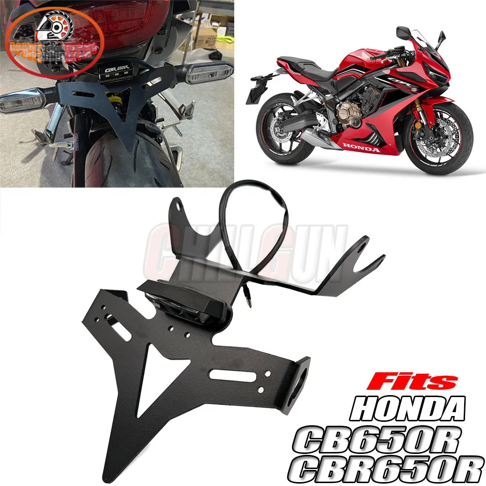 

Motorcycle License Plate Holder Moto Rear Tidy Bracket With Led LED Tail Light For HONDA CB650R CBR650R CB CBR 650R 2021 2022