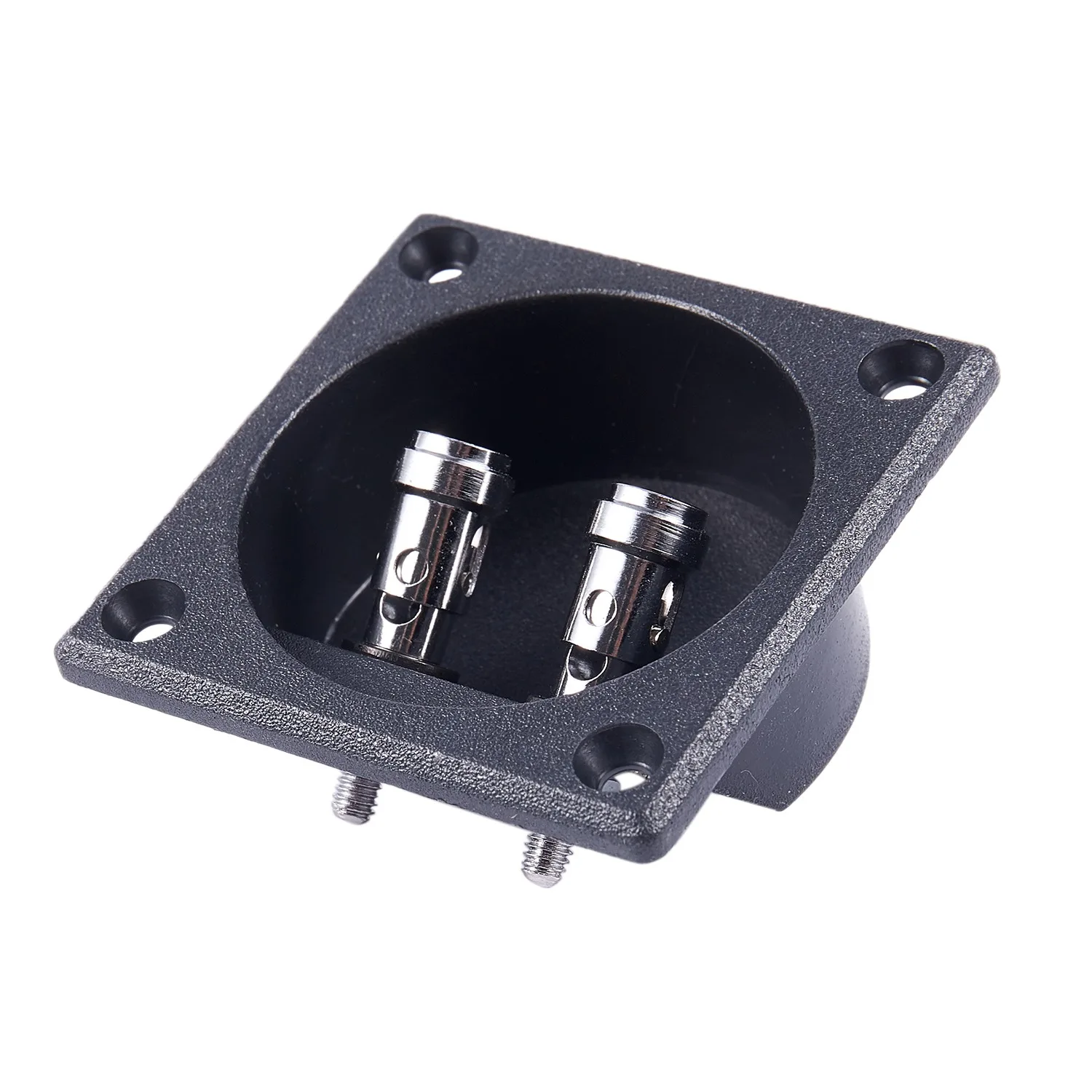 Square Shape Double Binding Post Type Speaker Box Terminal Cup Black