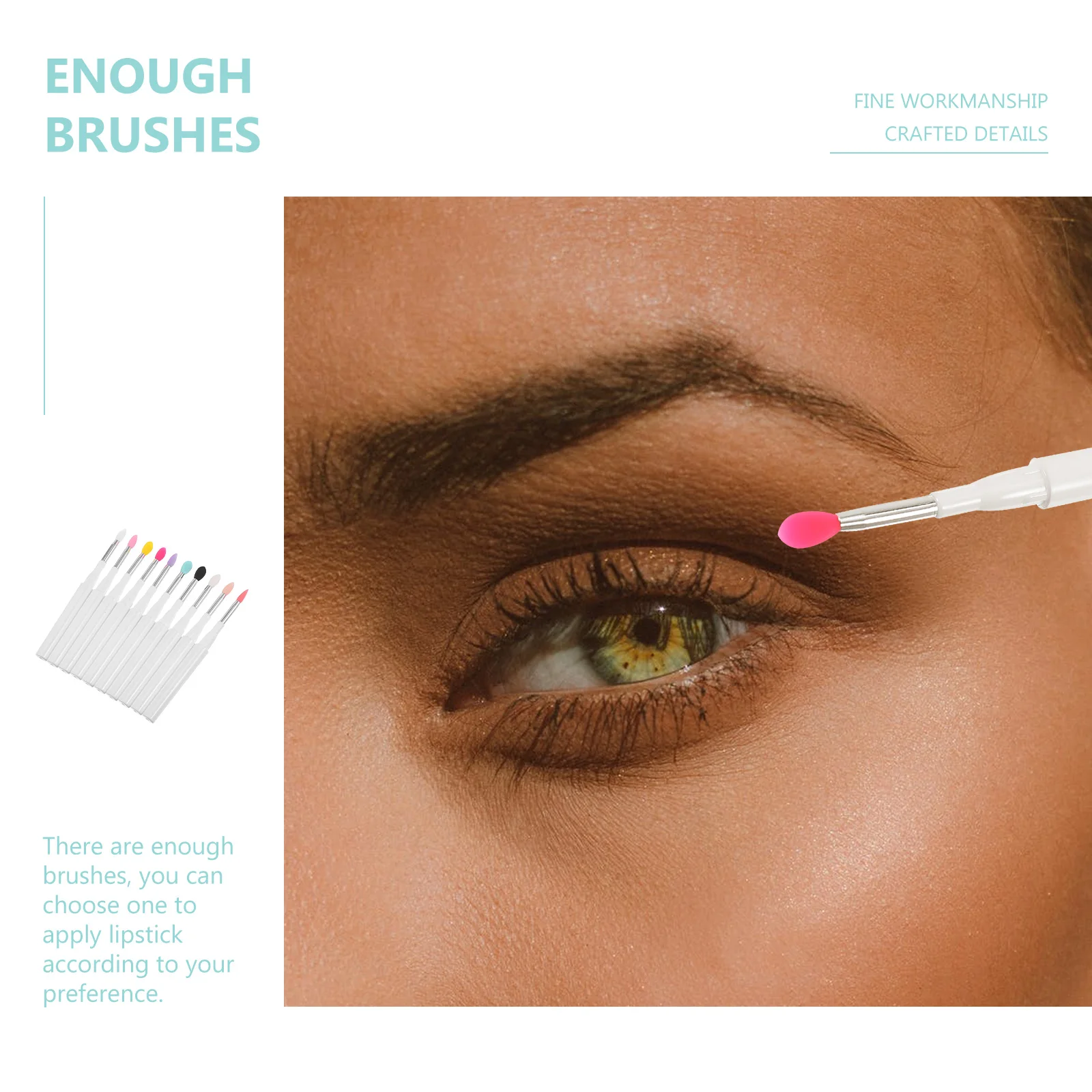 10pcs Silicone Lip Brush Compact Portable Eyeshadow Applicator Makeup Tool Suits Women Beauty Accessory Professional