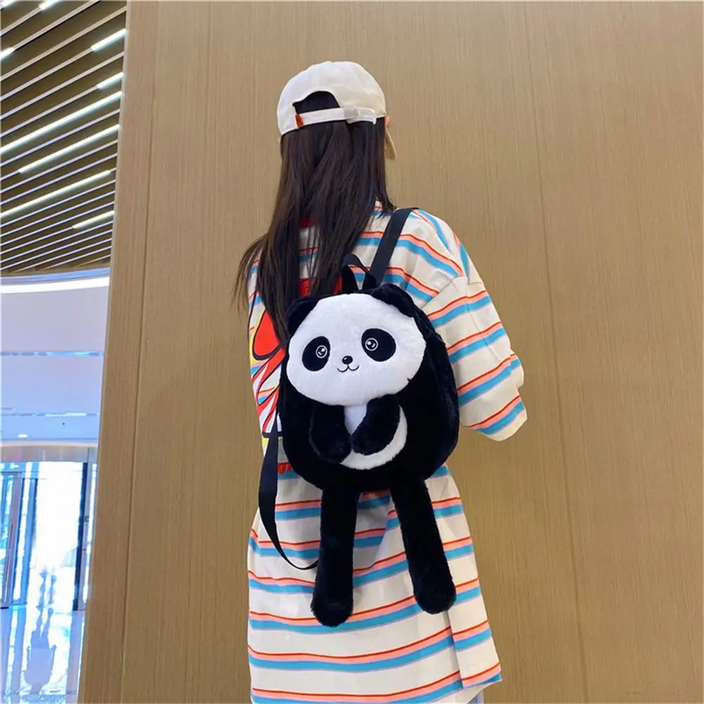 Animals Panda Plush Shoulder Bag Kindergarten Cute Cartoon Baby School Bag Preschool Coin Purse Plush Backpack Kids Phone Bag