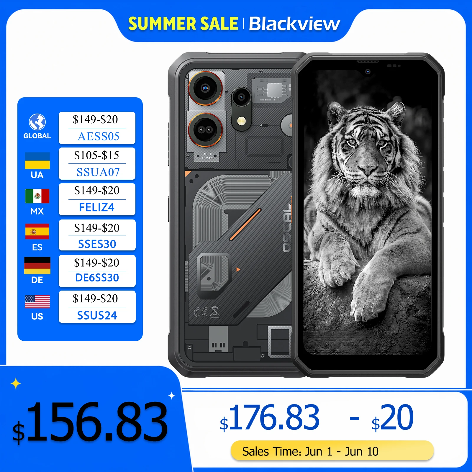 Blackview OSCAL MARINE 3 Rugged Smartphone 6.56'' HD 90Hz Display Helio G81 13MP+16MP Camera 5000mAh Battery Android 16 Mobile