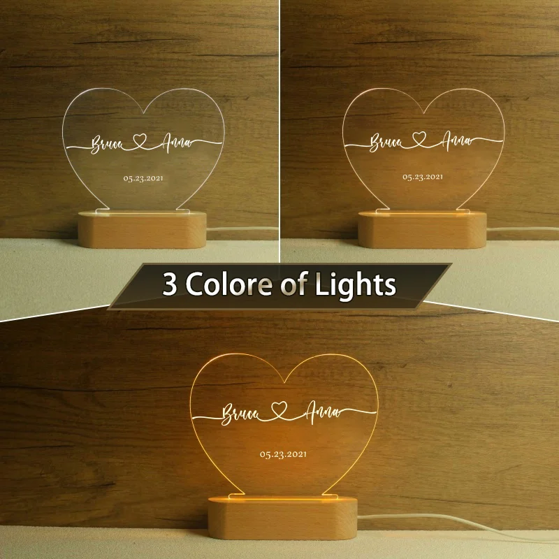 Veilleuse Personnalisée en Acrylique, Lampe de Décoration de Chambre, Cadeau de Mariage pour Couple, Travailleur