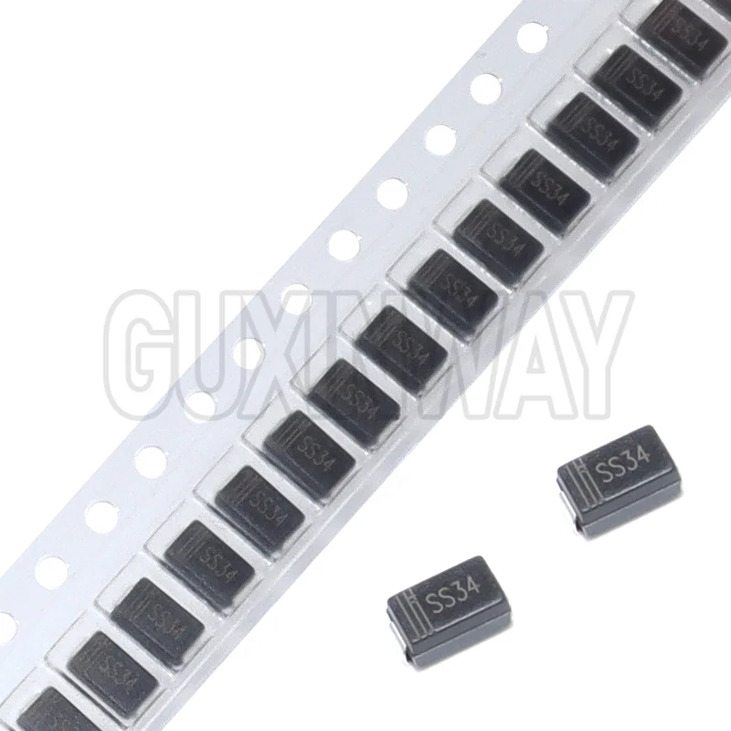 50pcs SS34 SMD Diode 3A/40V Schottky Diodes SMA Package Type A DO-214AC Model 1N5822