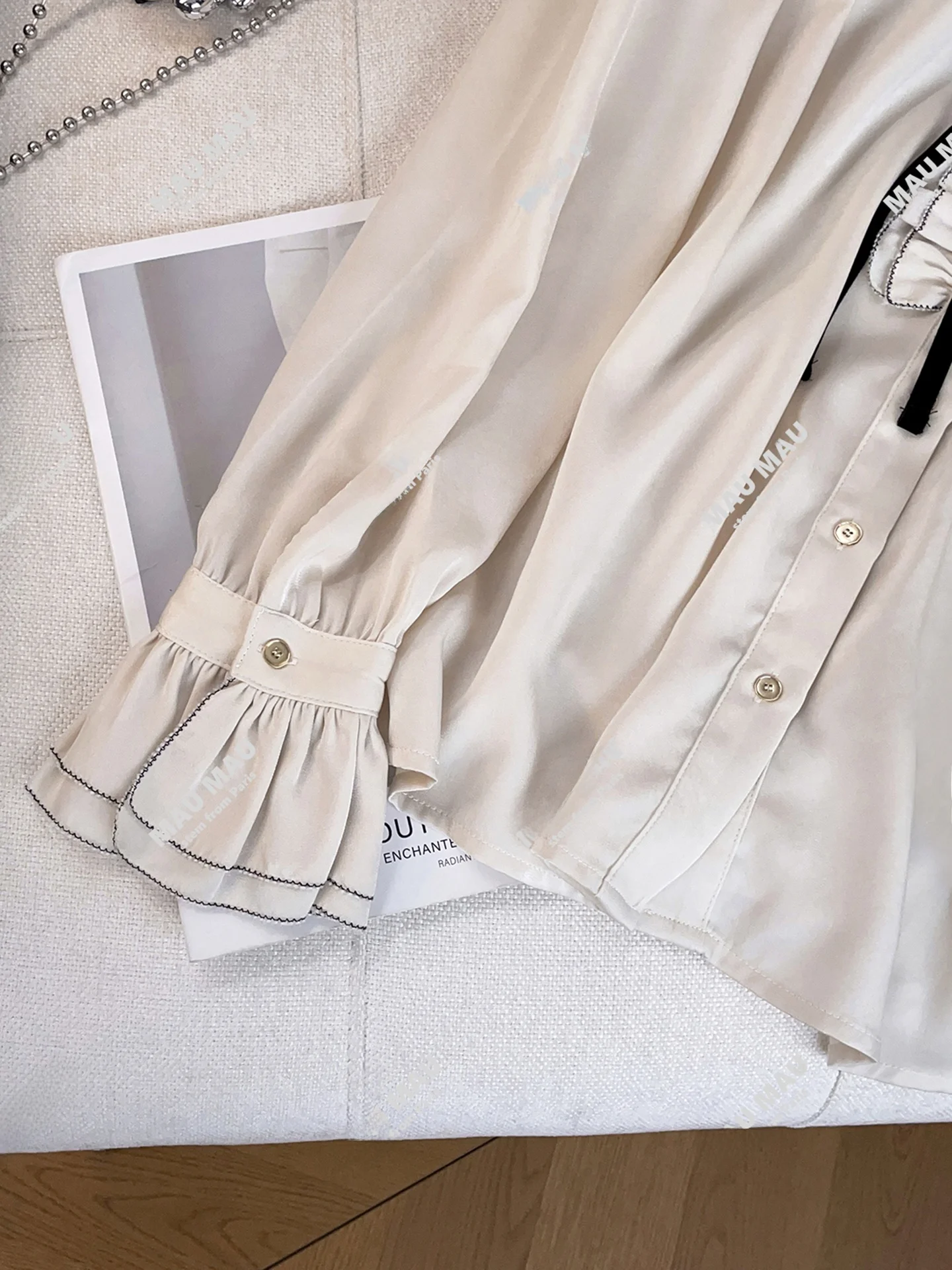 Sweet And Gentle Sle Loose irt Premium herfst-winterfaion lange Sve-casual blouse met knoopsluiting en geplooid detail