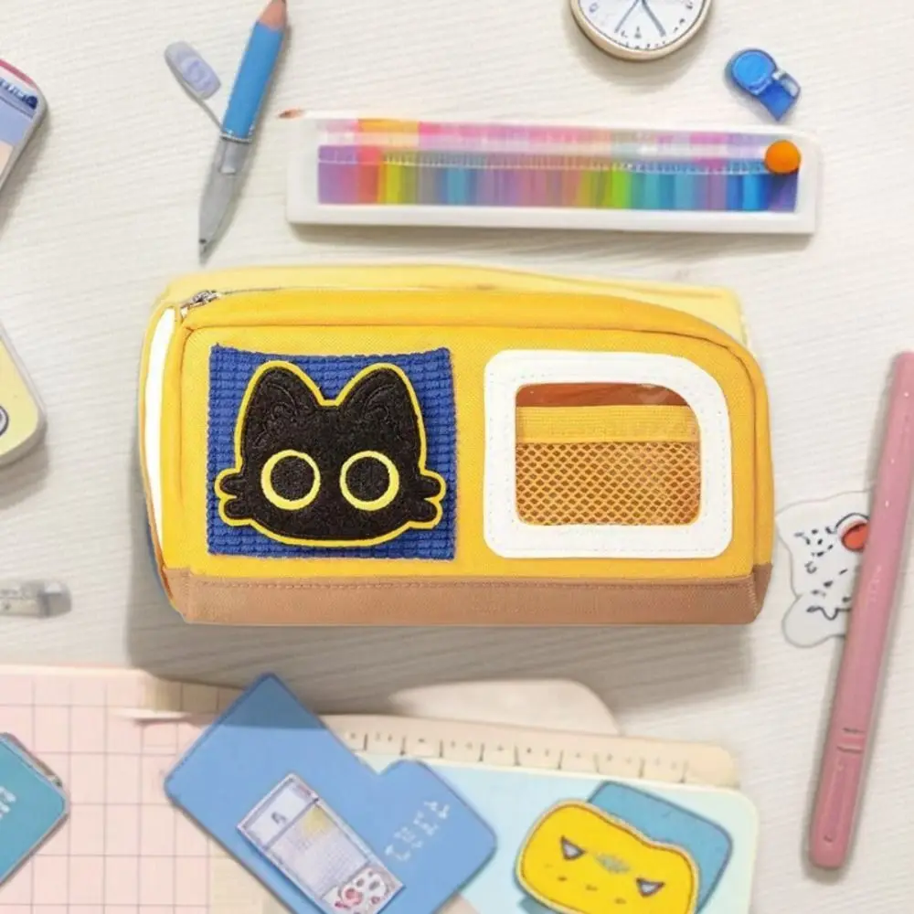 

Novelty Large Capacity Cat Pencil Case Zipper Desk Organizer Stationery Bag Calico Cartoon Cat Pencil Bag Office Supplies