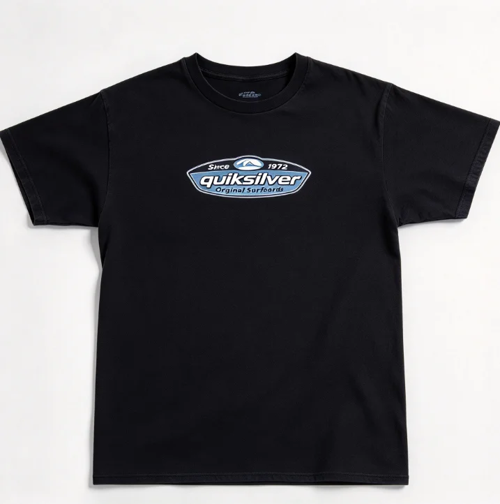 2026 New Beach Surf Graphic Tee Vintage Blue Badge Art Print Cotton T Shirt