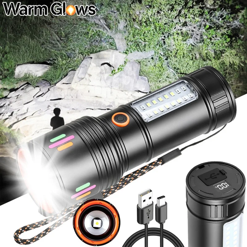New LED White Laser Long-range Flashlight With Large Capacity Long Endurance Zoom Small Steel Cannon Strong Light Flashlight