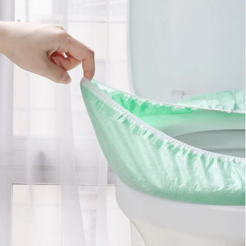 10pcs/bag Disposable Toilet Cover Travel Double Universal Thickened Non Woven Toilet Ring Travel Hotel Portable Toilet Cushion