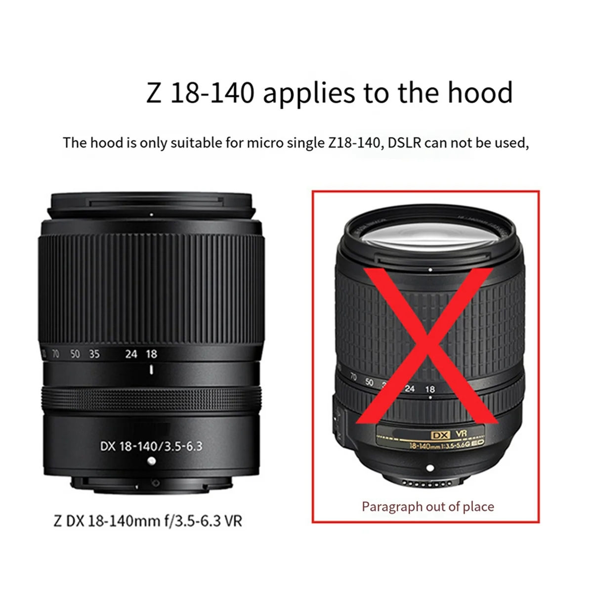 غطاء عدسة A26P HB101 ظلة لنيكون Z DX 18-140 ملم F/3.5-6.3 VR، 18-140 F3.5-6.3 VR بدون مرآة