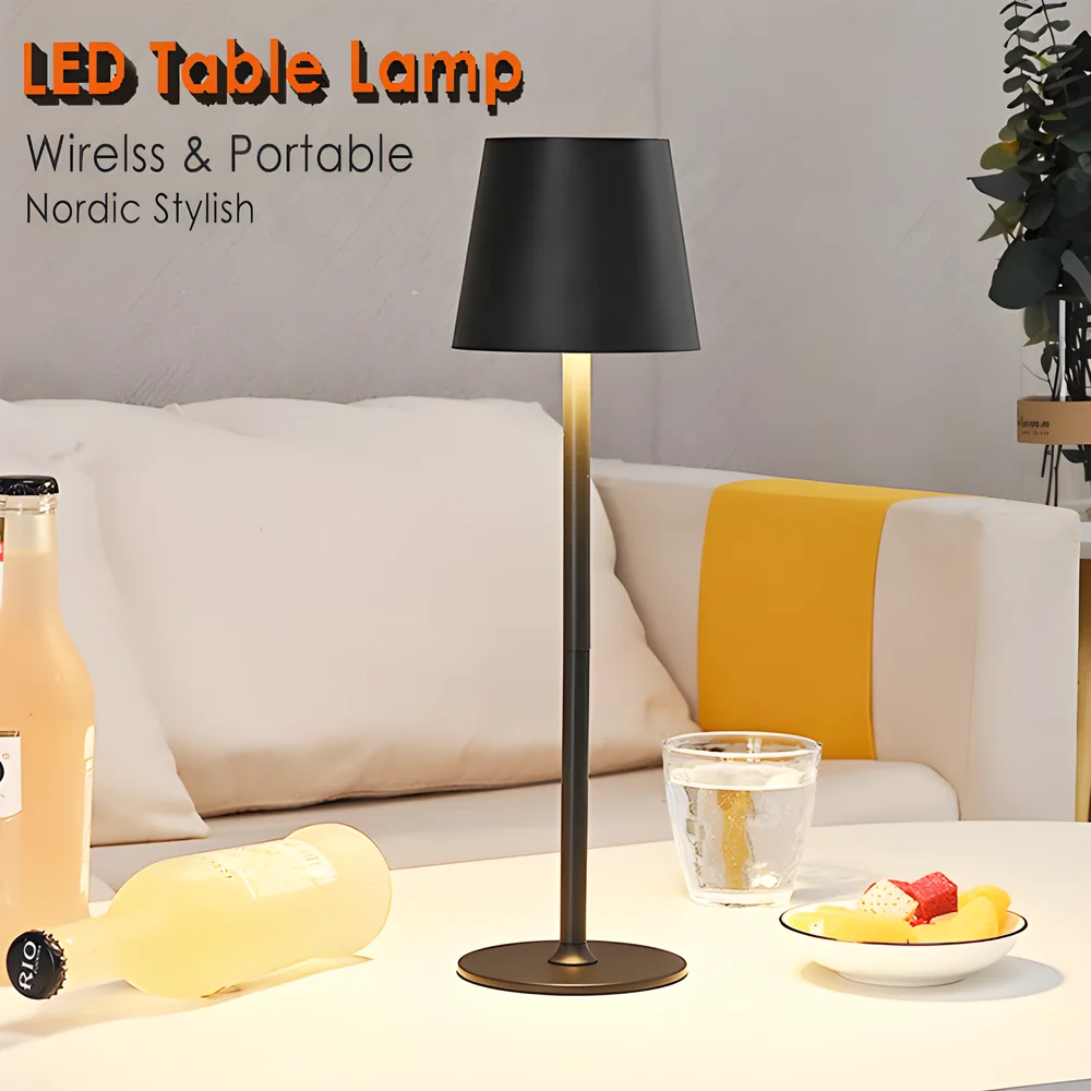 Hotel Cordless Usb Rechargeable Table Lamp Poldina Waterproof Touch Switch Table Lamps for Bedroom Hotel Living Room Restaurant