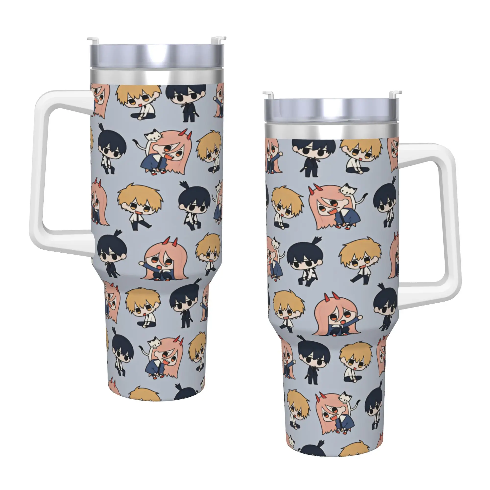 Chainsaws Man Tumbler  Cold Drink Water Bottle Keep Heat Stainless Steel Thermal Mug Printed Camping Mugs Cup