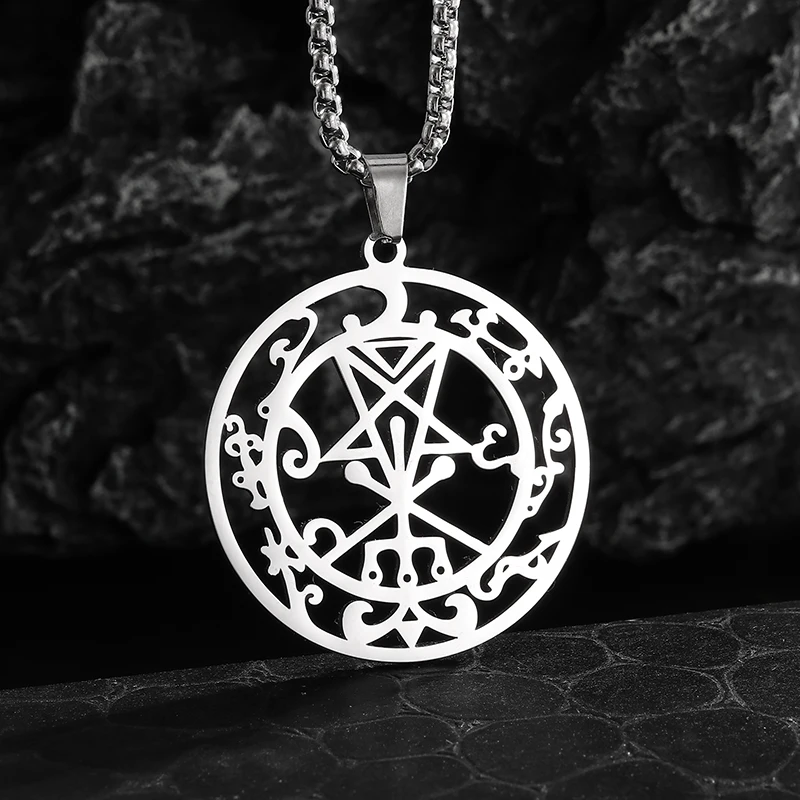 Fashionable Harpoon Pentagram Pendant Necklace Men's Personalized Beach Adventure Party Amulet Accessories