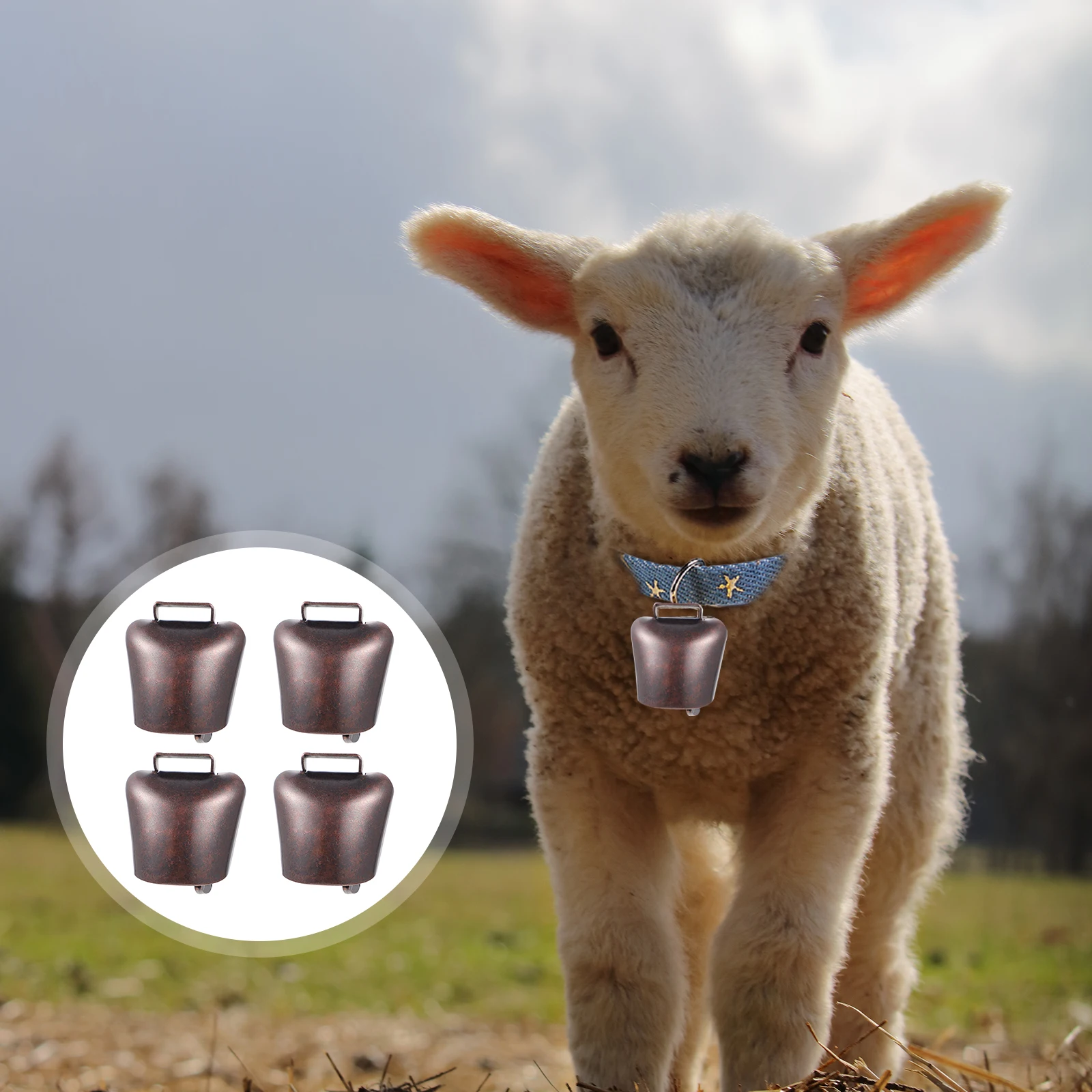 

4Pcs Grazing Bell Finish Strong Metal Craft Hanging Bell for Cattle Sheep Goats Resounding Farming Animal Management