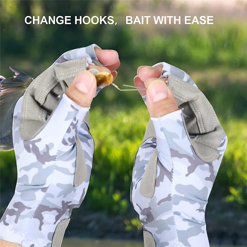 قفازات صيد جديدة بتصميم سيليكون مضاد للانزلاق - قفازات صيد مريحة ومسامية مع حماية مشمسة، رمادي #3