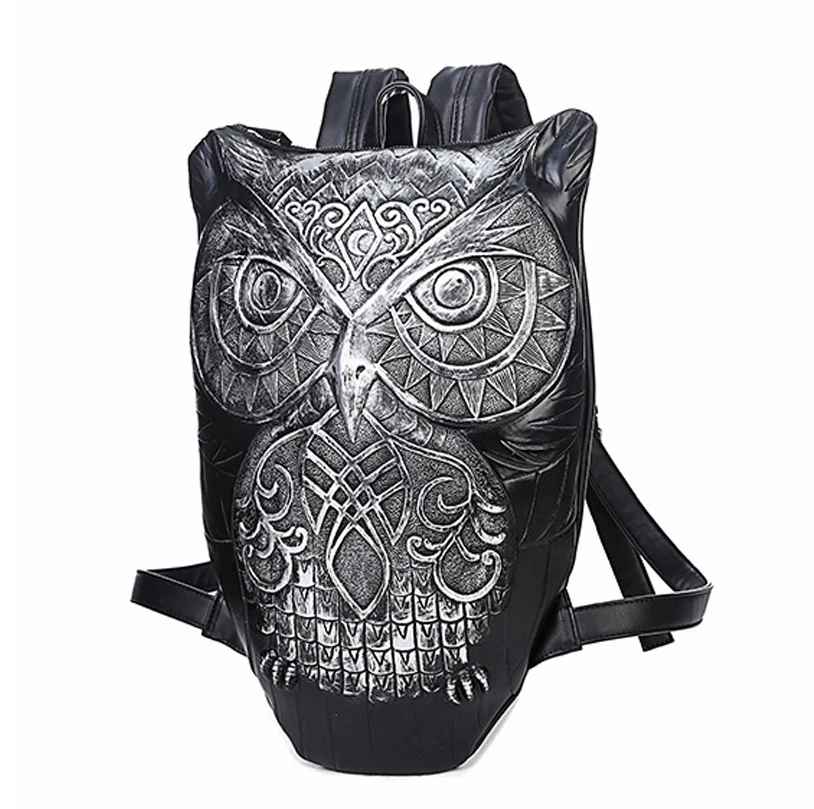 Fashion 3D owl women backpacks large capacity high quality Waterproof Thichen leather backpack unisex big school bag Travel bags