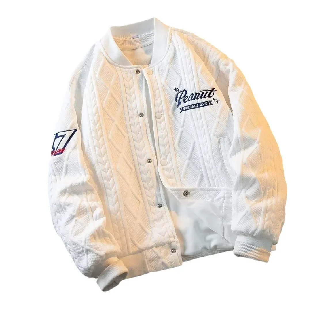 Autumn Men\'s Standing Collar Baggy Jacket Sweatshirt Korean Fashion Harajuku Winter Baseball Uniform Coat Y2k Japan Streetwear
