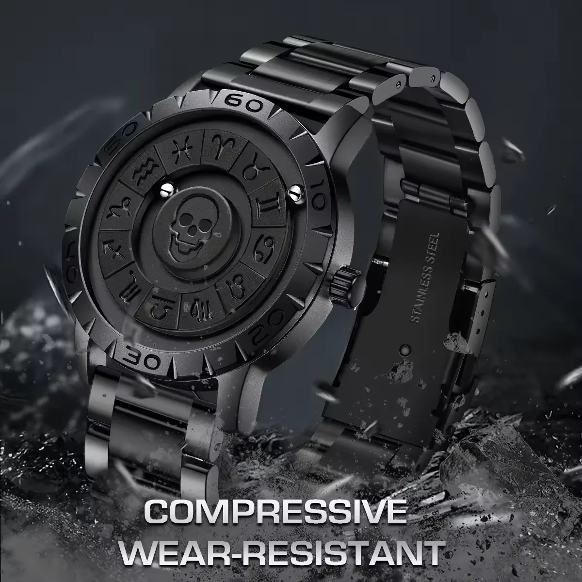 New skull Foreign Trade Special Supply Trendy Fashionskull Men's Multi-Function Waterproof Quartz Watch