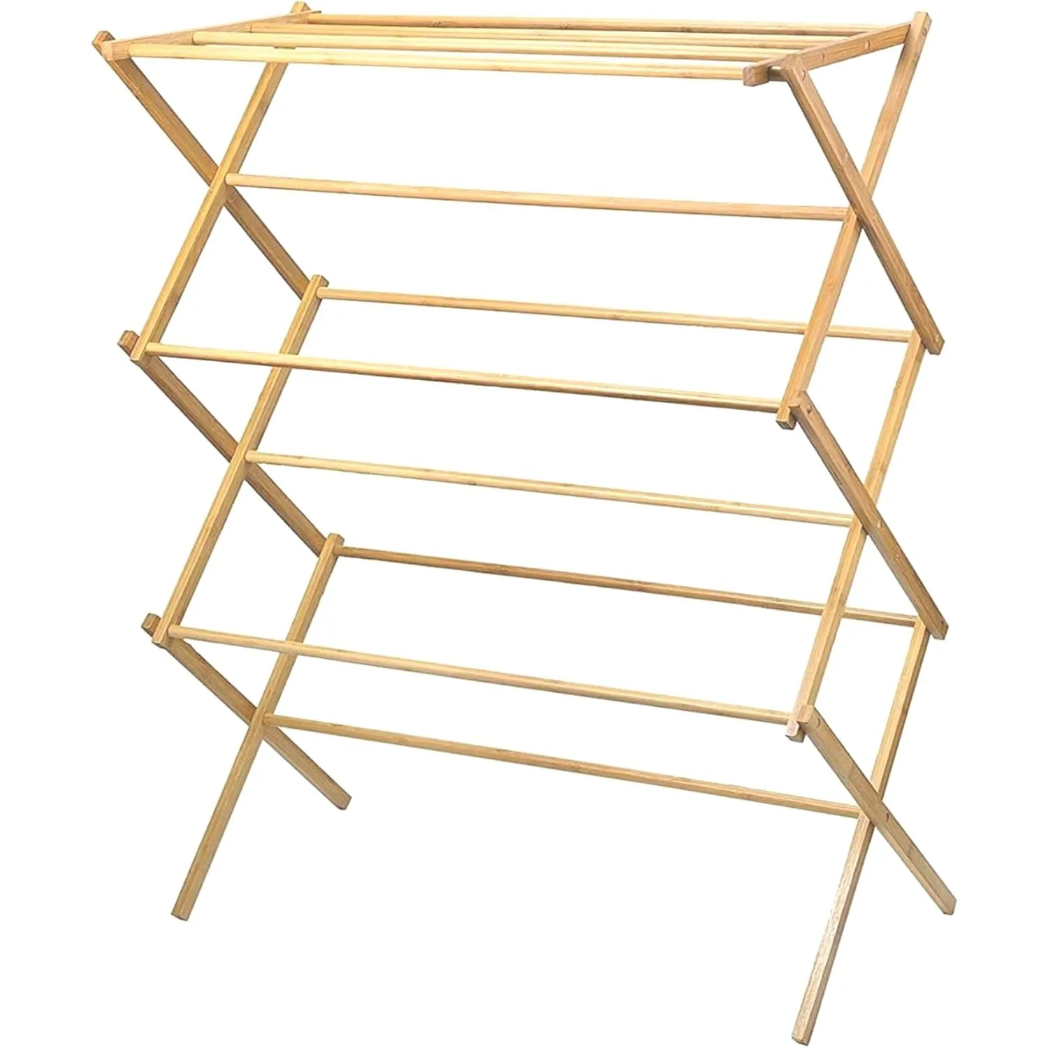 

Collapsible Folding Bamboo Laundry Drying Rack for Drying Clothes - Heavy Duty Pre Assembled