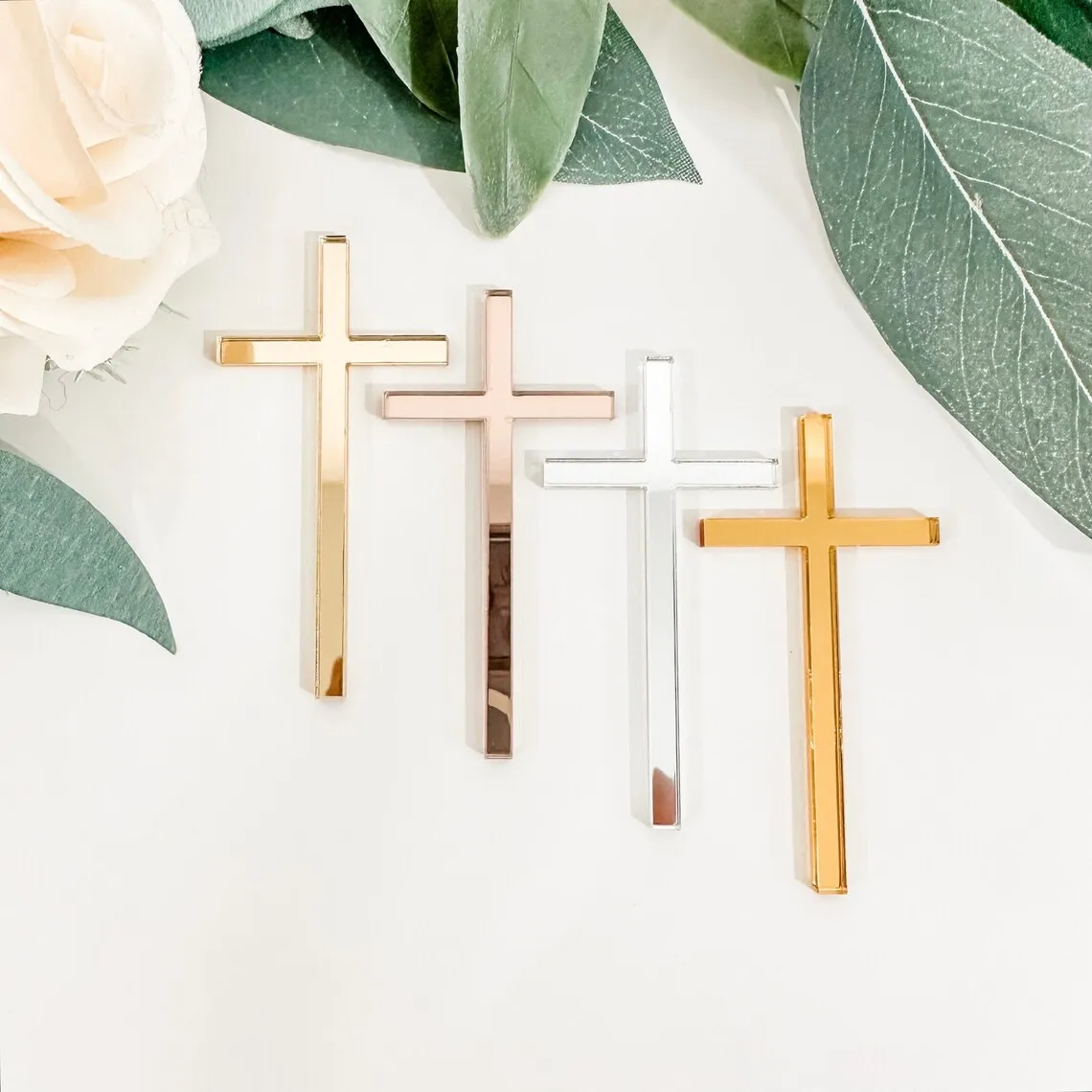 Cross Cake Charm,Baptism Cake Topper,Acrylic Cross Charm,Christening Cake Topper,Gold Cake Topper,Cupcake Topper,Rose Gold Cross