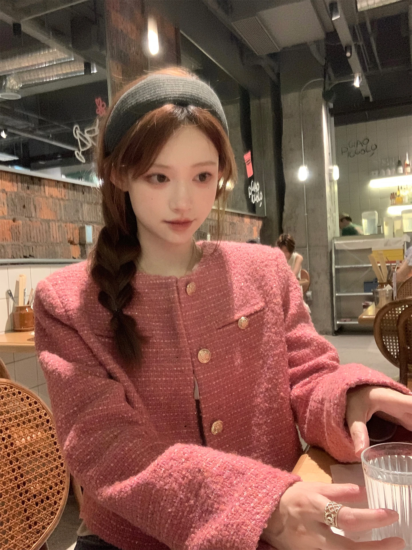 

ZZhenStudio Zurich Corner Autumn New Sle ort Coarse Tweed Double Color Women's Jaet Korean Sle ort Outerwear