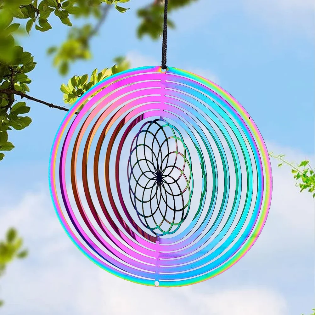 10cm Rainbow Mandala Wind Spinner - 3D Rotating Energy Flower A Whimsical Decor for Life Energy and Indoor/Outdoor Spaces